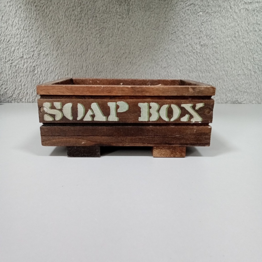 Rustic Wooden Soap Box Crate Footed Soap Dish Brown Farmhouse Bathroom Decor